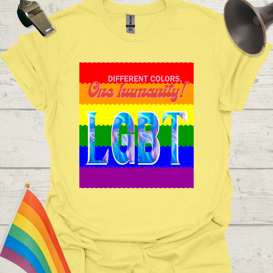 LGBT Pride Flag Ripples - Different colors, one Humanity! T-Shirt