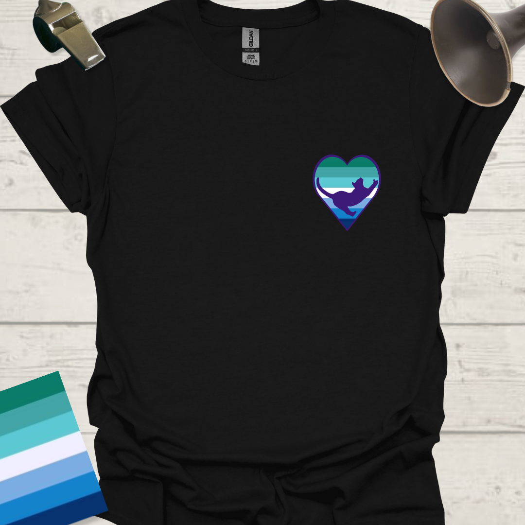 Gay Pride Flag Stripes Heart, Cat T-Shirt