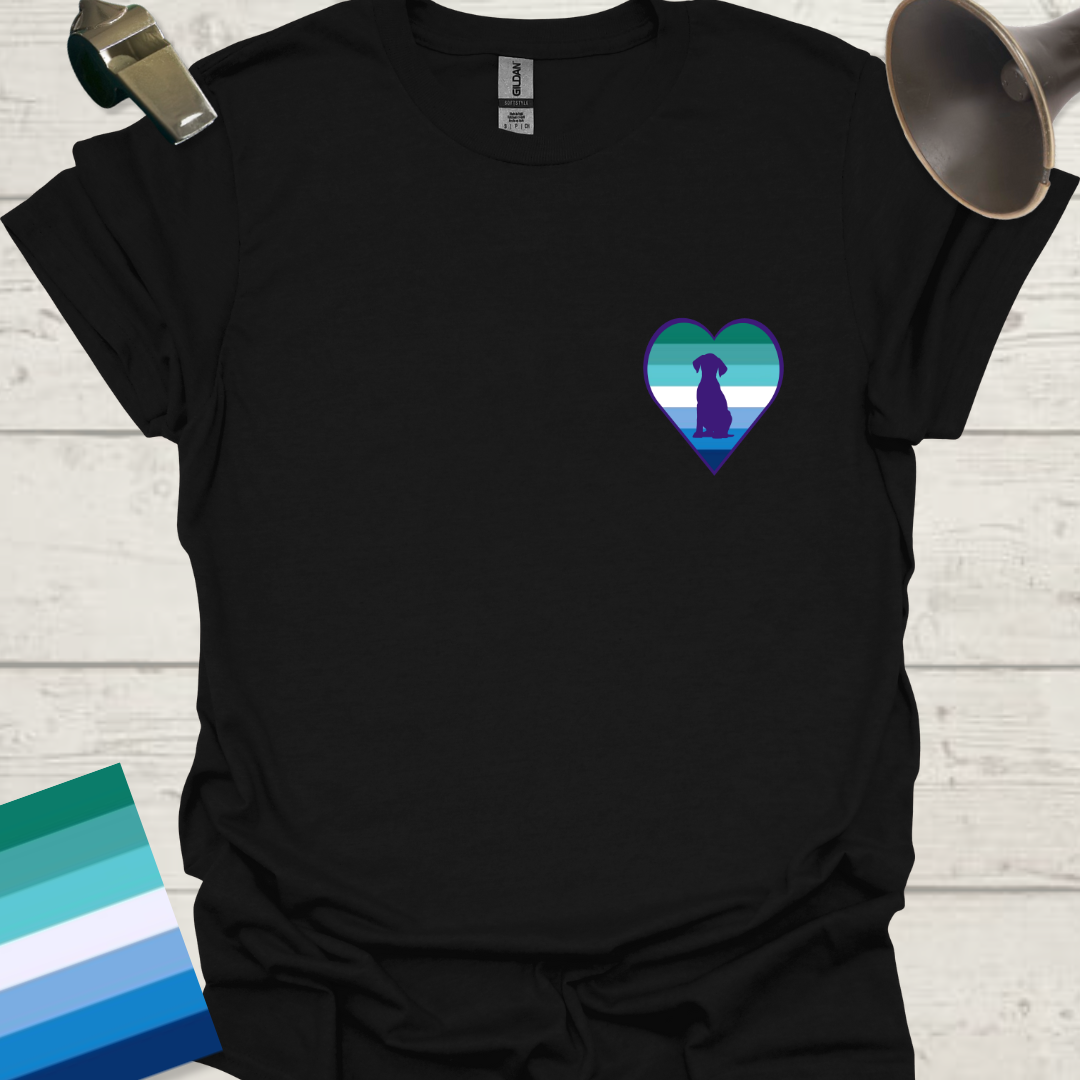 Gay Pride Flag Stripes Heart, Dog T-Shirt