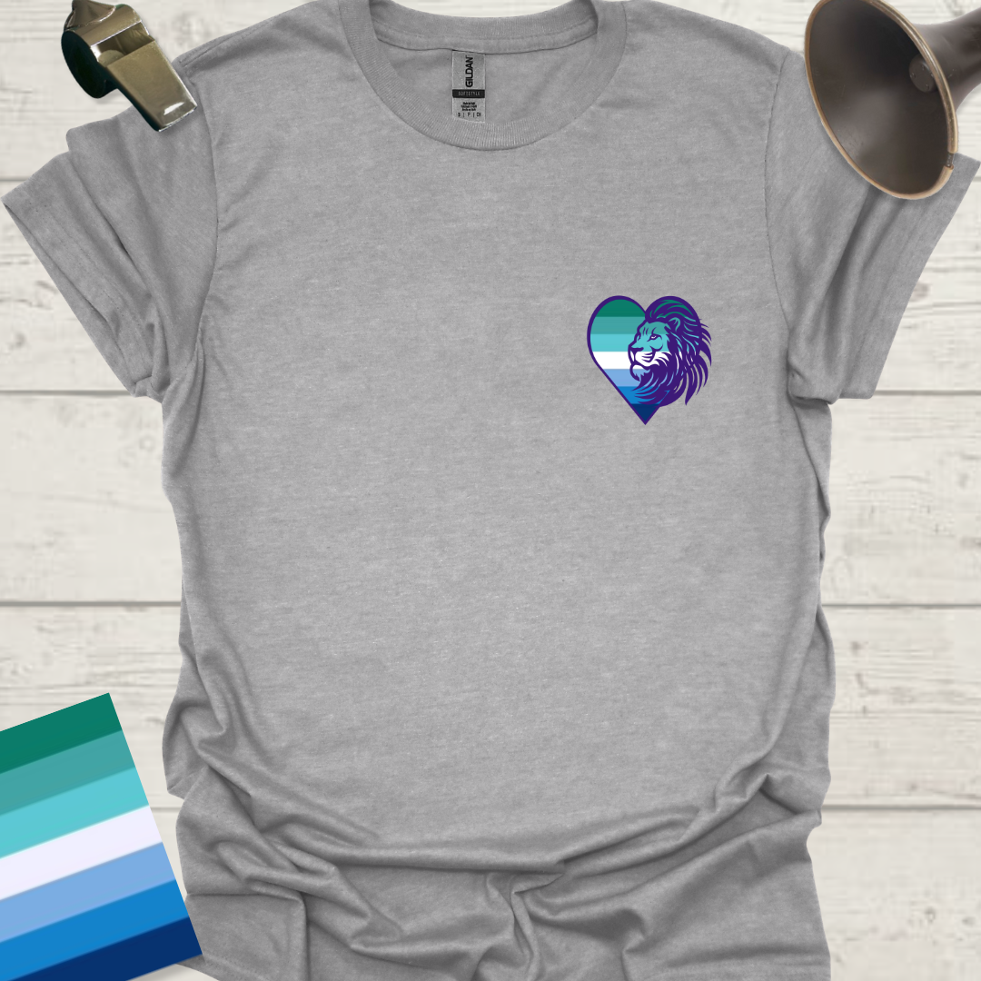 Gay Pride Flag Stripes Heart, Lion T-Shirt