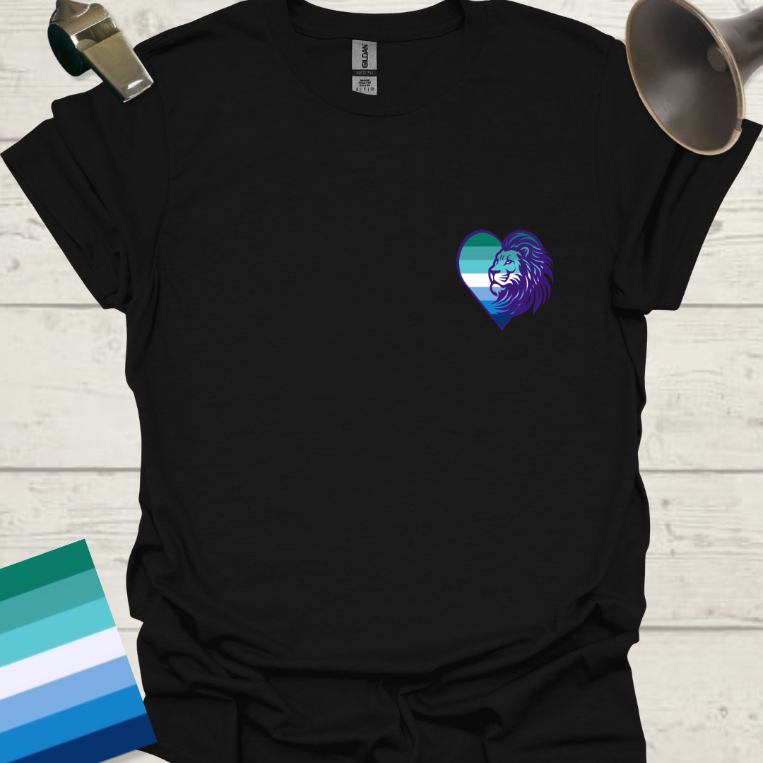 Gay Pride Flag Stripes Heart, Lion T-Shirt