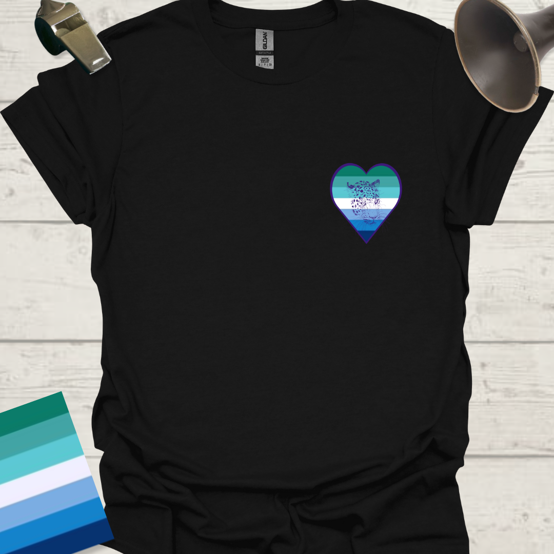 Gay Pride Flag Stripes Heart, Cute Leopard T-Shirt