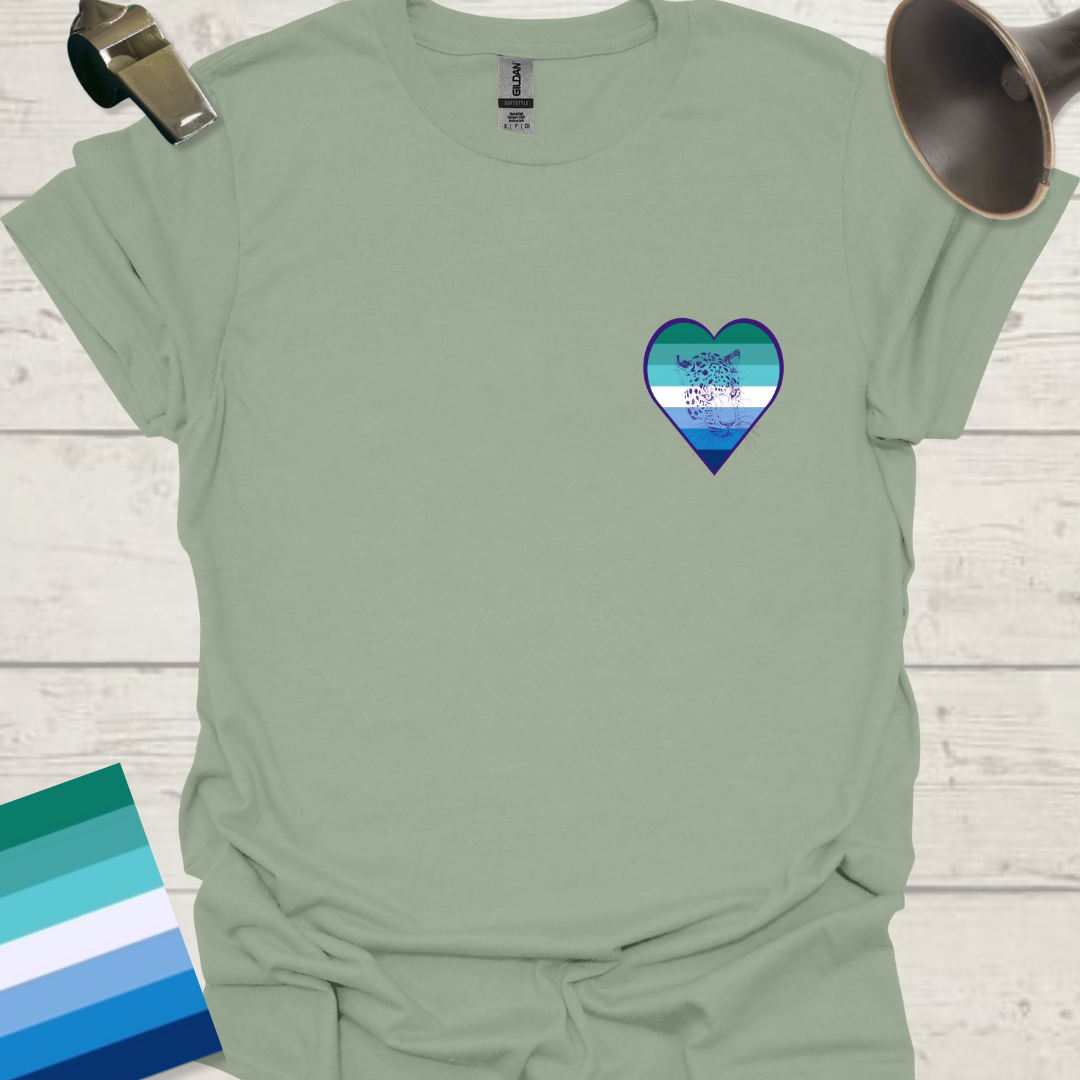 Gay Pride Flag Stripes Heart, Cute Leopard T-Shirt