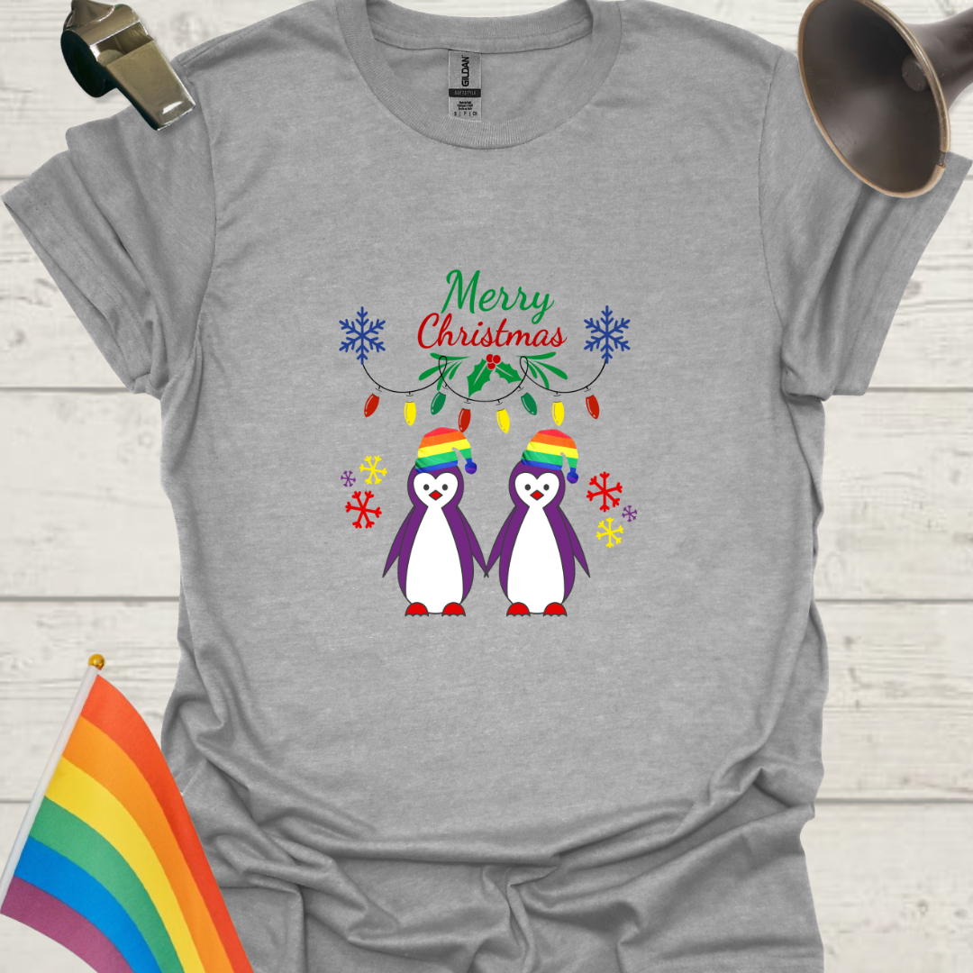 LGBT - Merry Christmas Gay Penguins T-Shirt