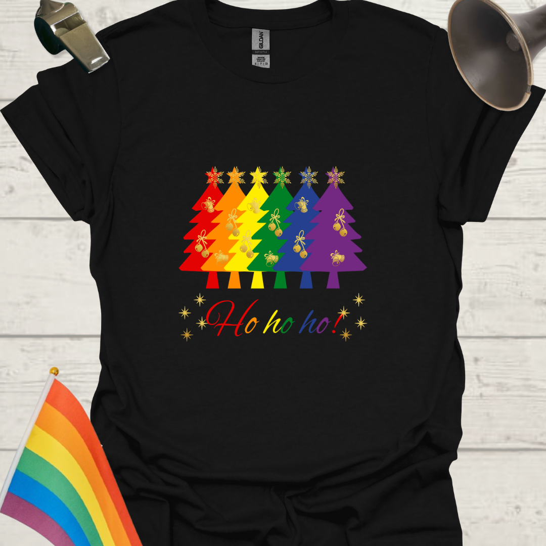 LGBTQ - Rainbow Christmas Trees, Ho ho ho T-Shirt