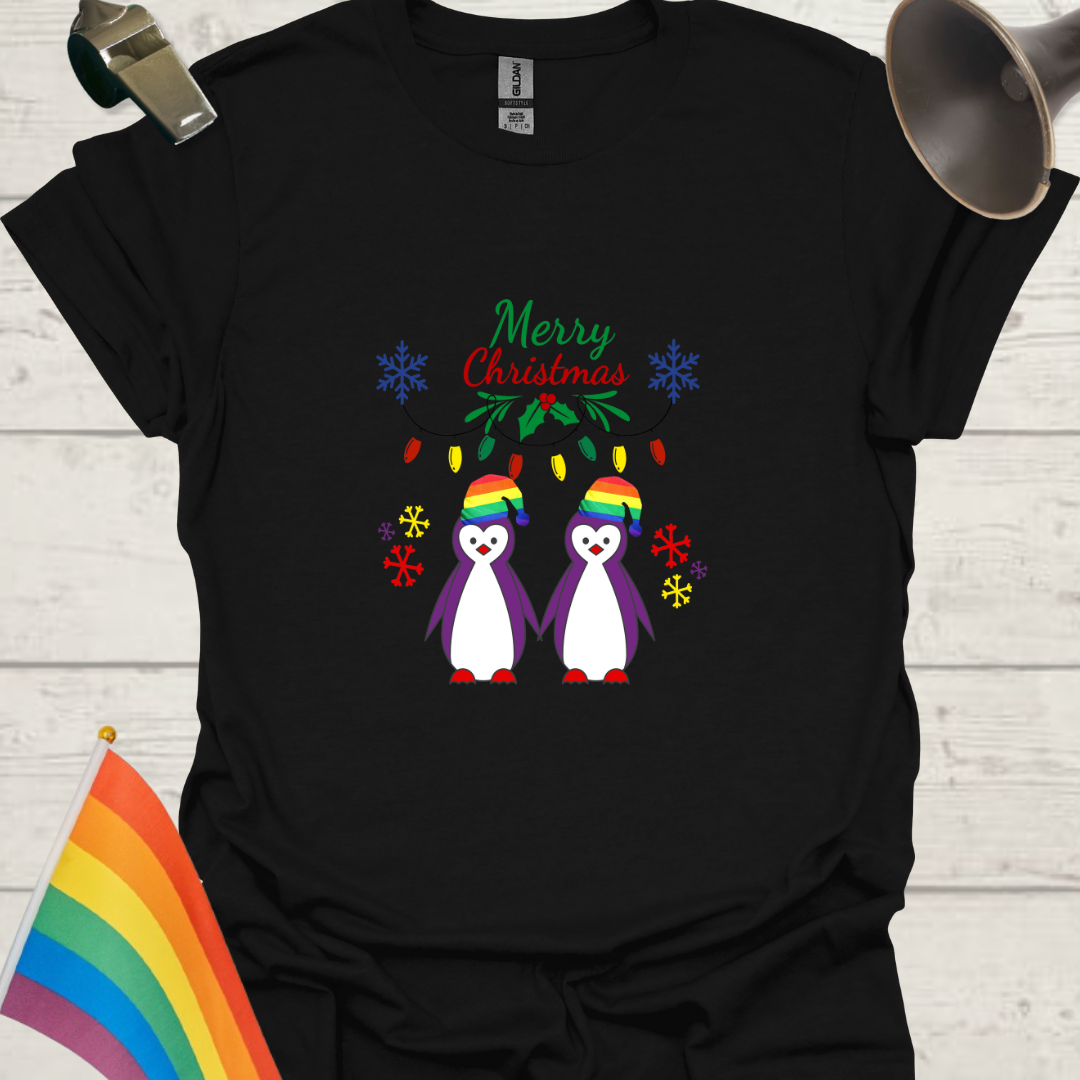 LGBT - Merry Christmas Gay Penguins T-Shirt