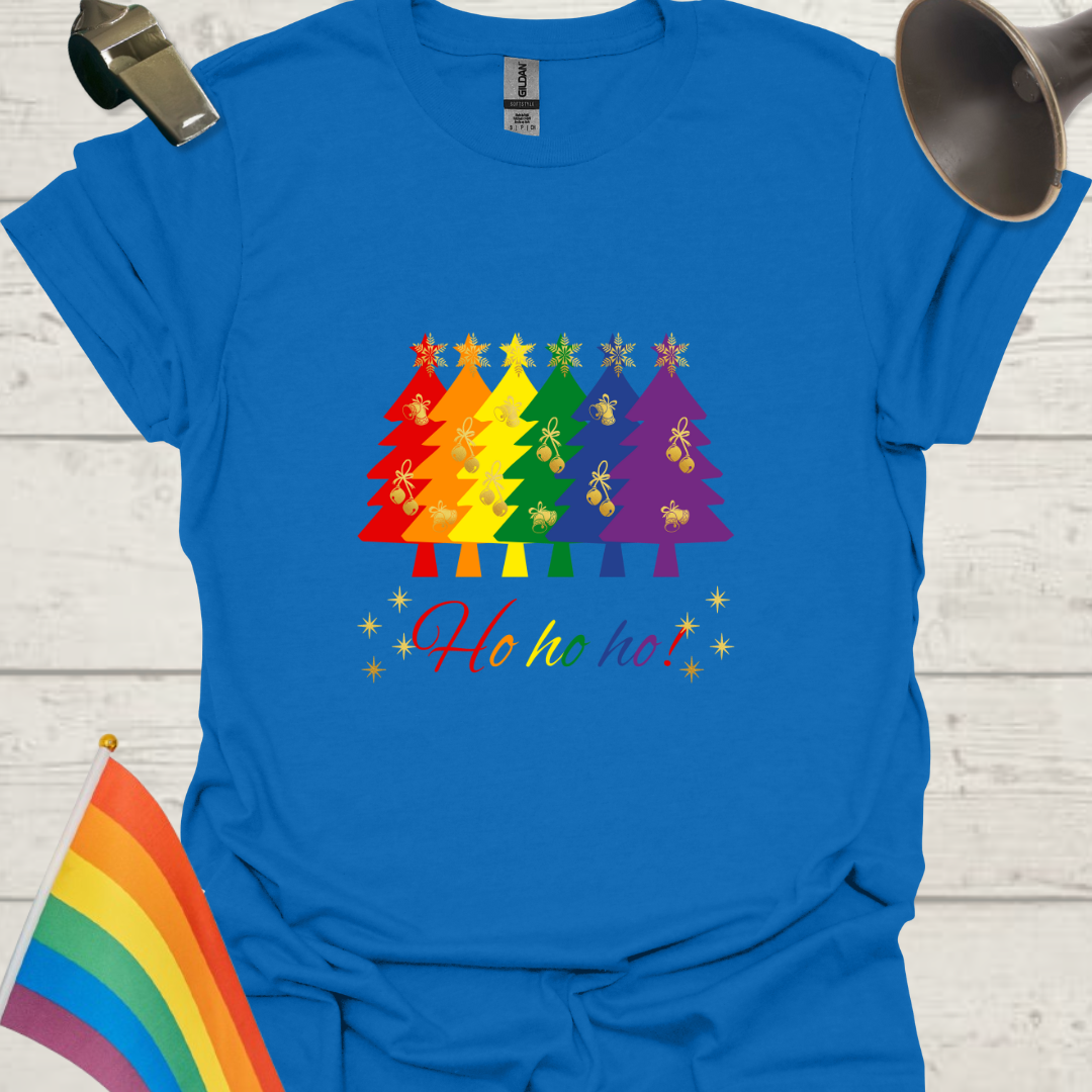 LGBTQ - Rainbow Christmas Trees, Ho ho ho T-Shirt