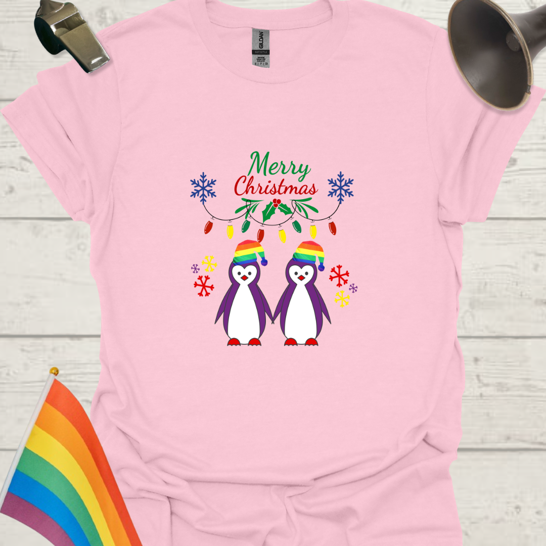 LGBT - Merry Christmas Gay Penguins T-Shirt