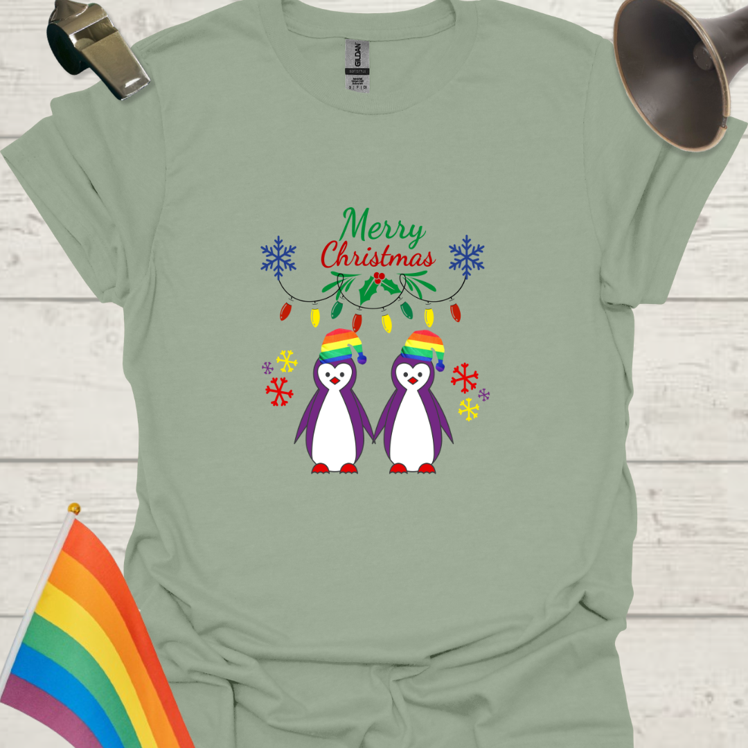 LGBT - Merry Christmas Gay Penguins T-Shirt
