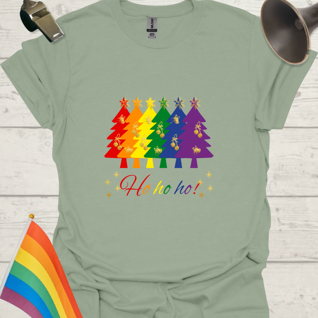 LGBTQ - Rainbow Christmas Trees, Ho ho ho T-Shirt