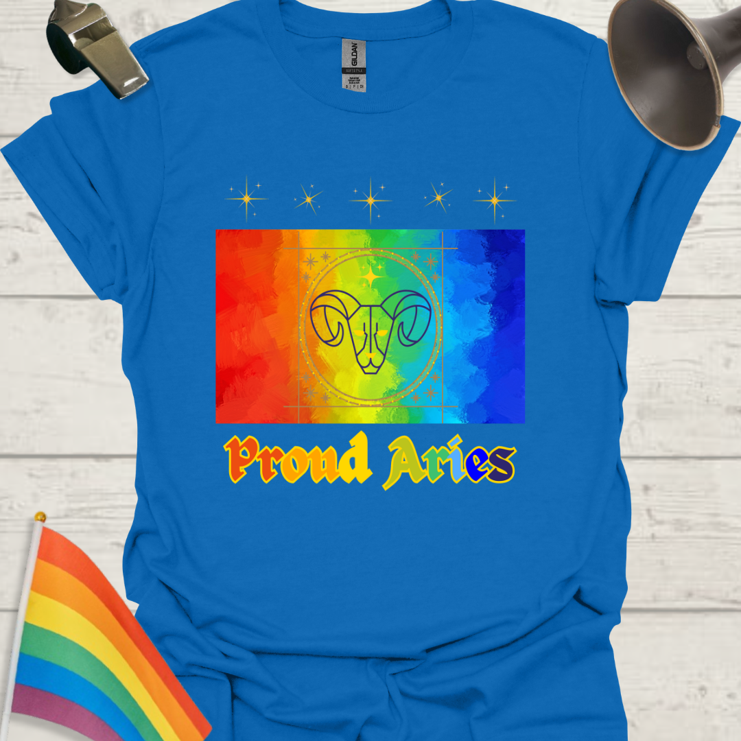 LGBT Rainbow Proud Aries Zodiac Sign T-Shirt