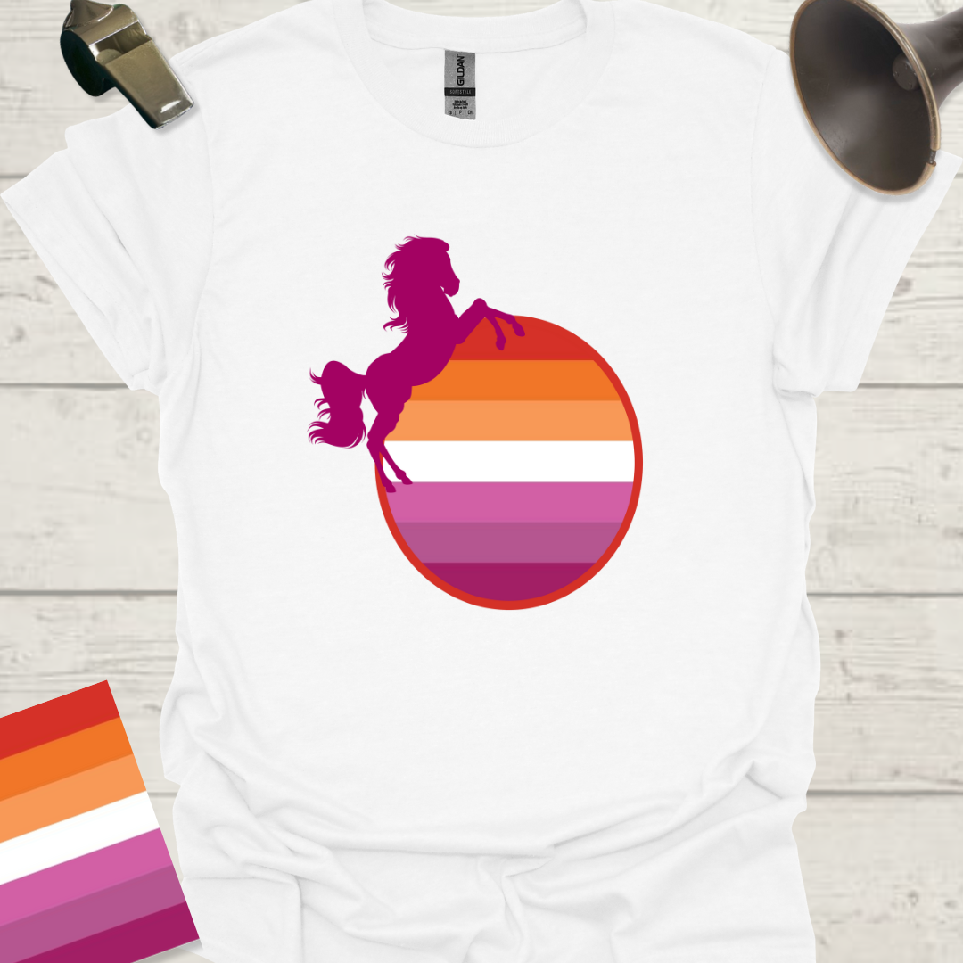 Lesbian Pride Flag Sphere Horse T-Shirt