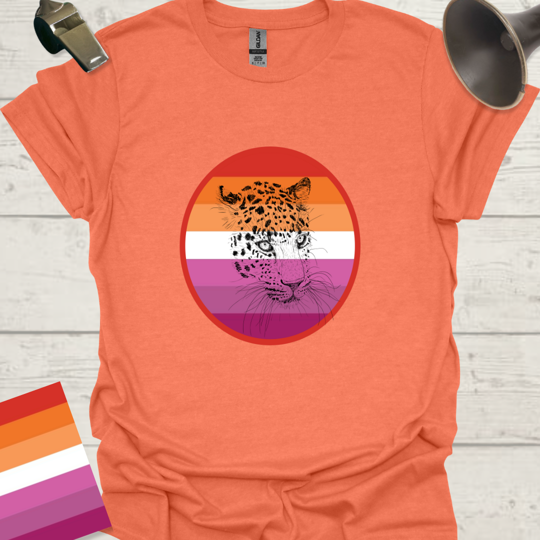 Lesbian Pride Flag Sphere Leopard Head T-Shirt