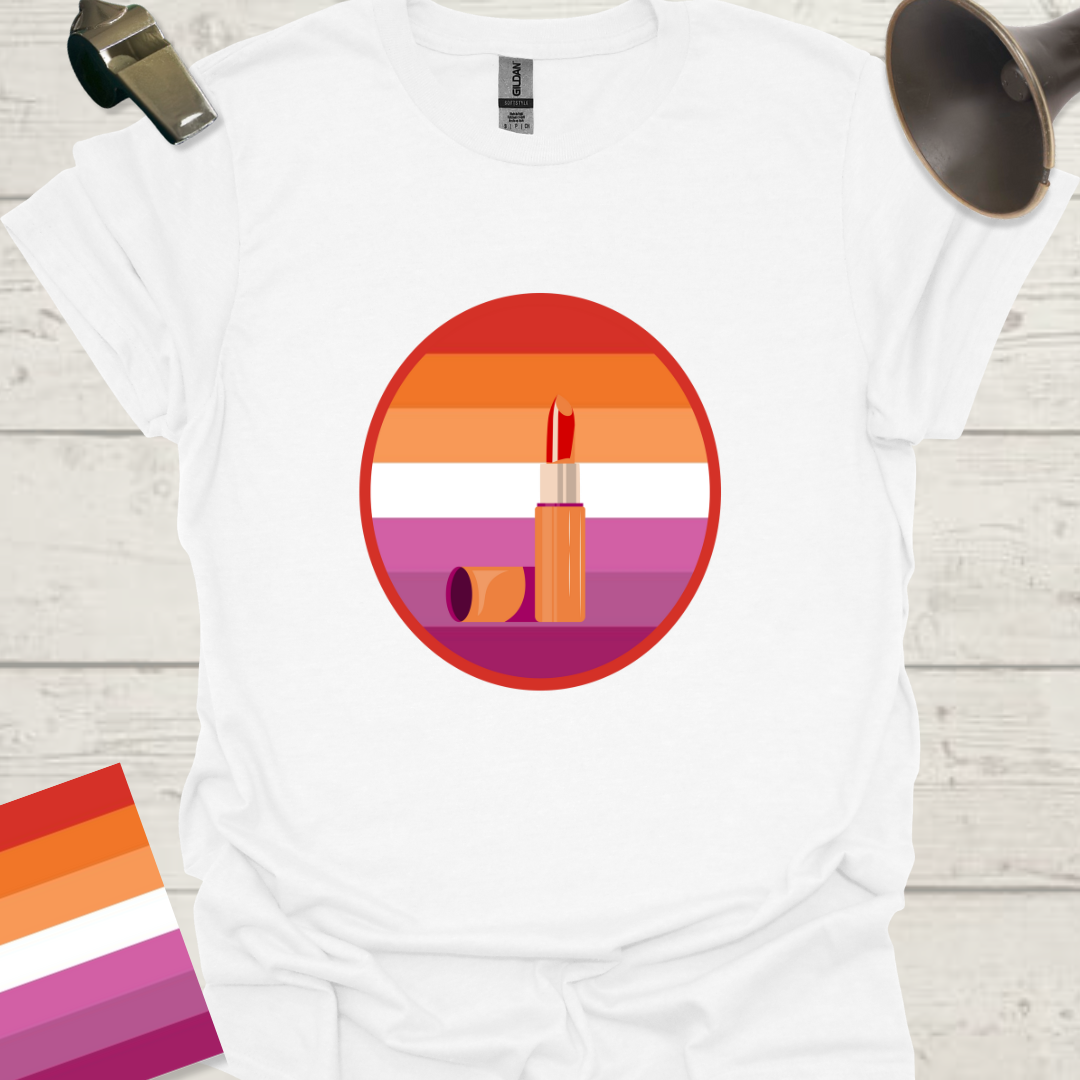 Lesbian Pride Flag Sphere Lipstick T-Shirt