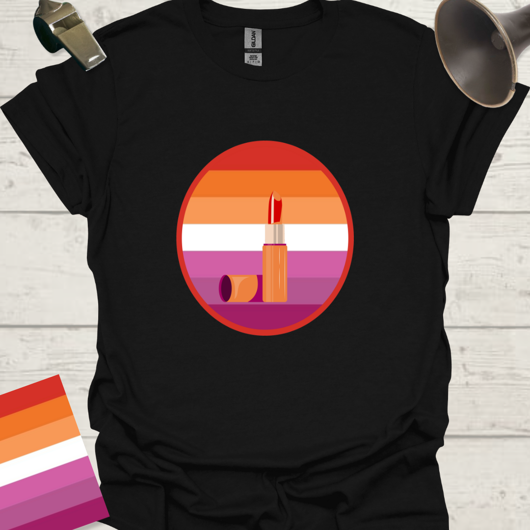 Lesbian Pride Flag Sphere Lipstick T-Shirt