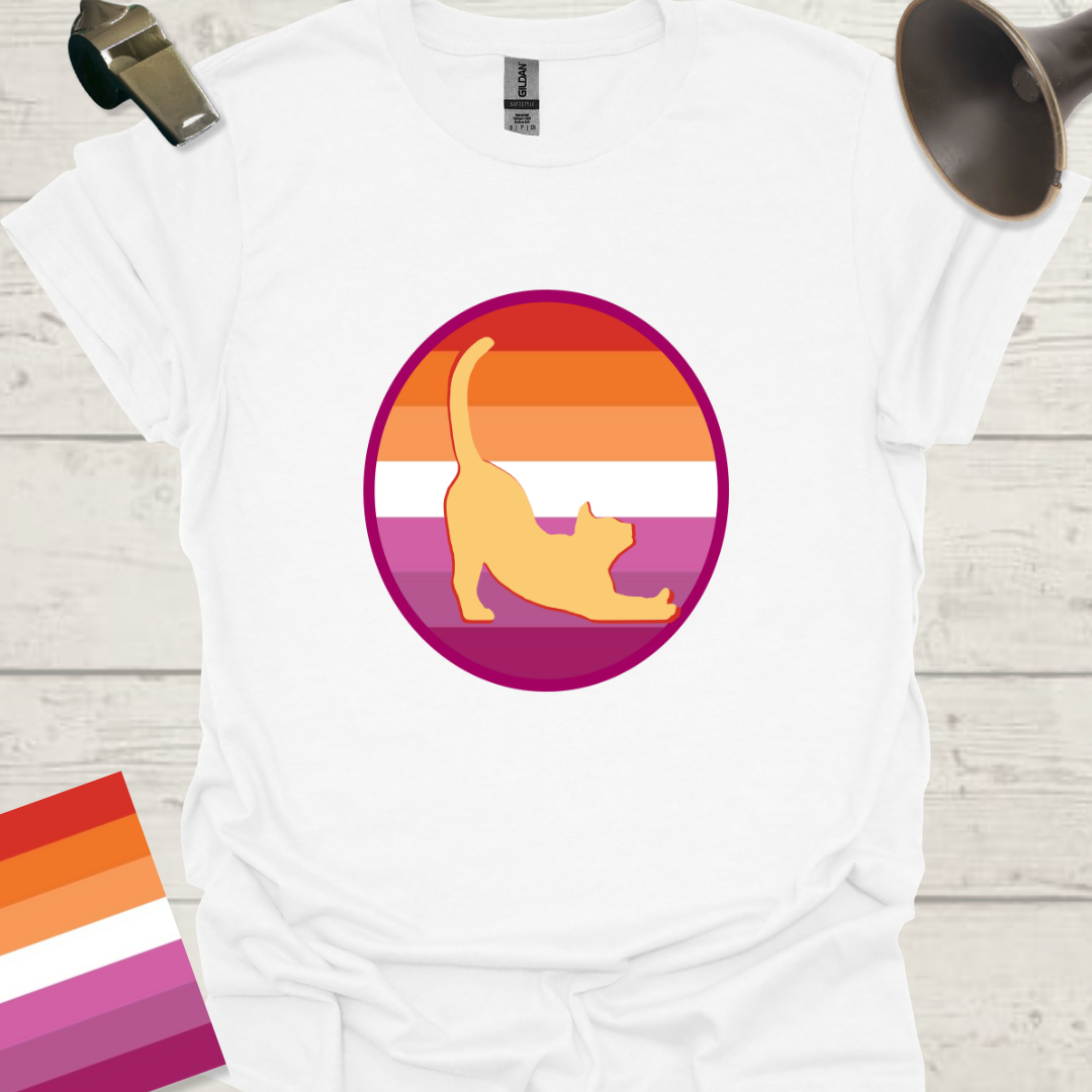 Lesbian Pride Flag Sphere Cat T-Shirt