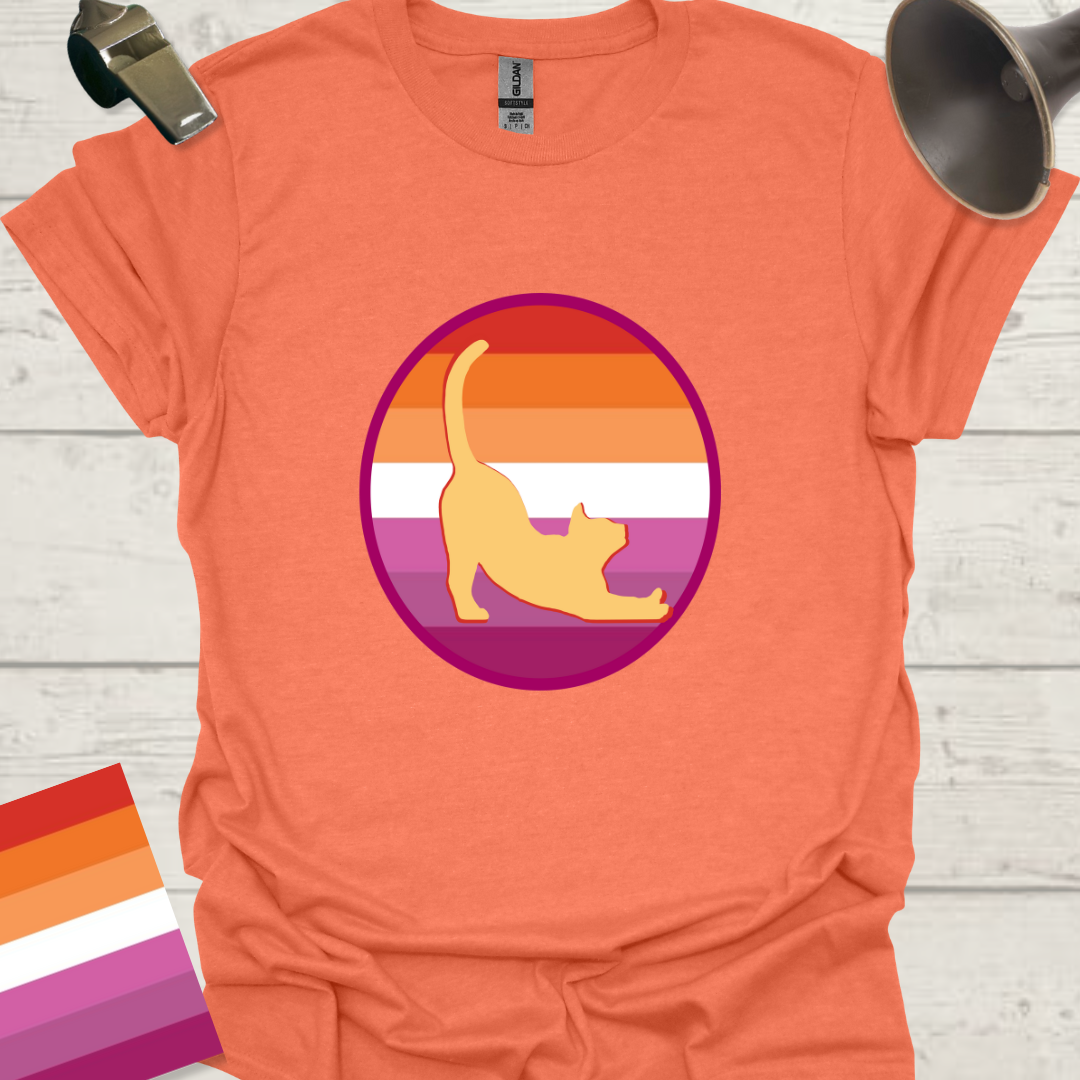 Lesbian Pride Flag Sphere Cat T-Shirt