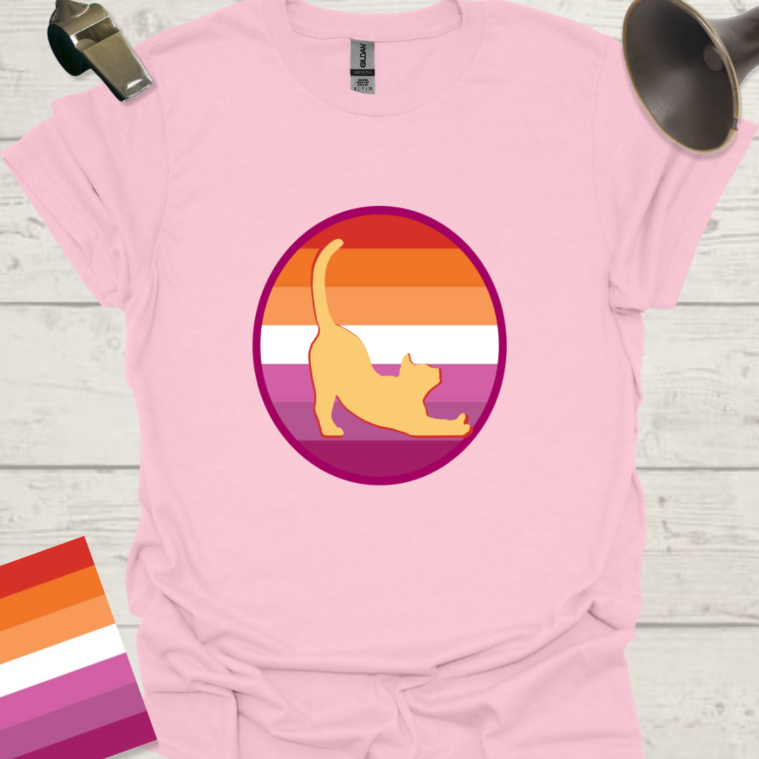 Lesbian Pride Flag Sphere Cat T-Shirt