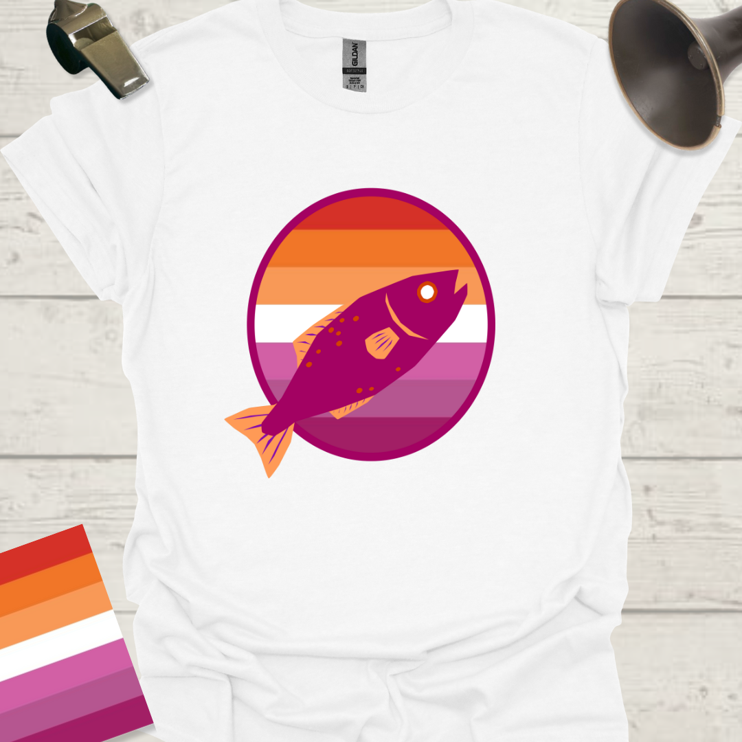 Lesbian Pride Flag Sphere Fish T-Shirt