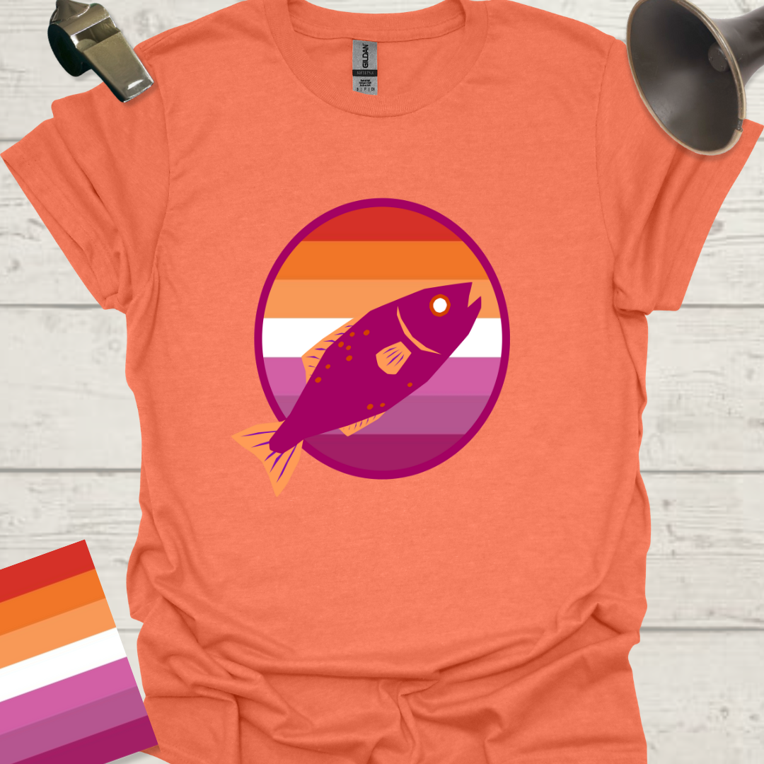 Lesbian Pride Flag Sphere Fish T-Shirt