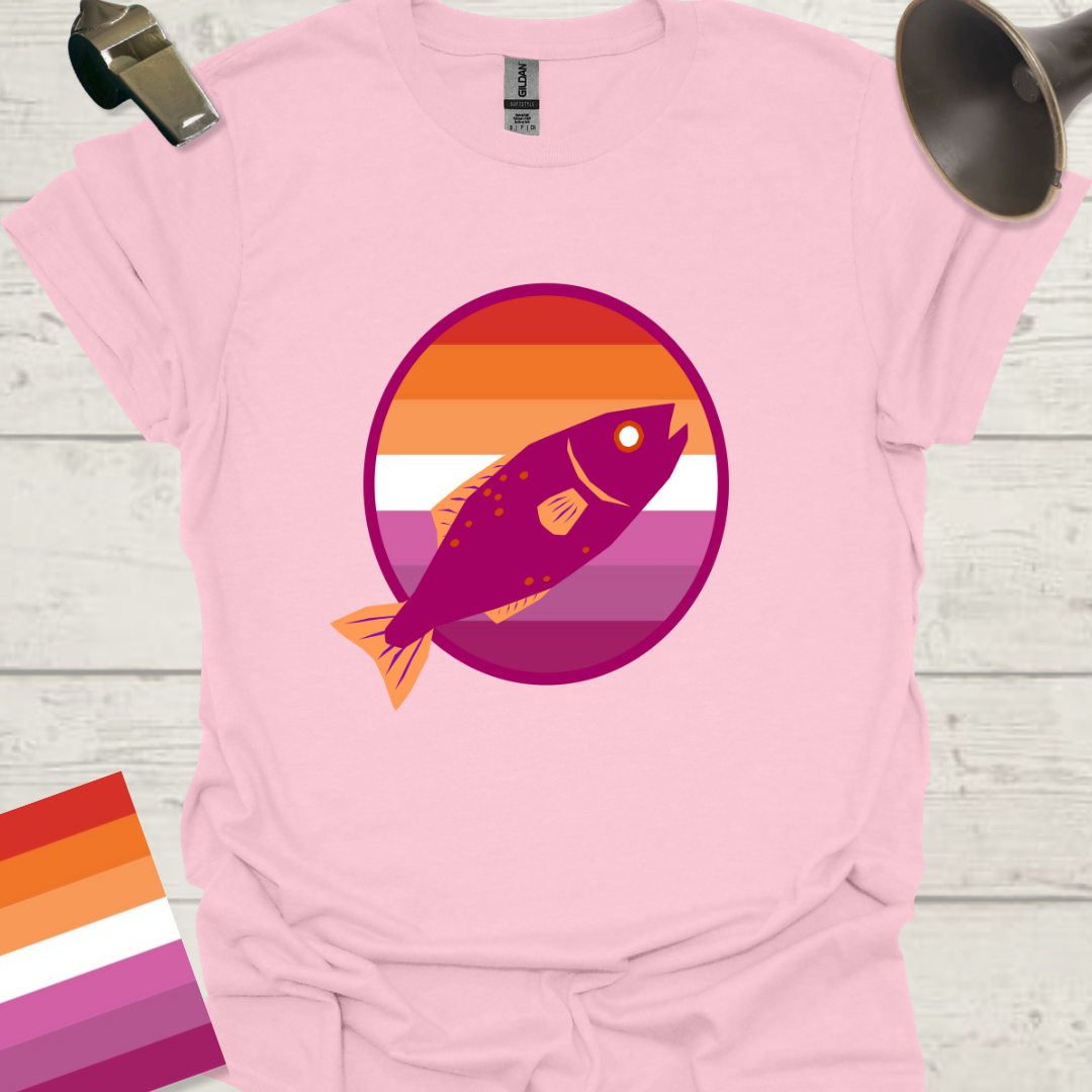 Lesbian Pride Flag Sphere Fish T-Shirt