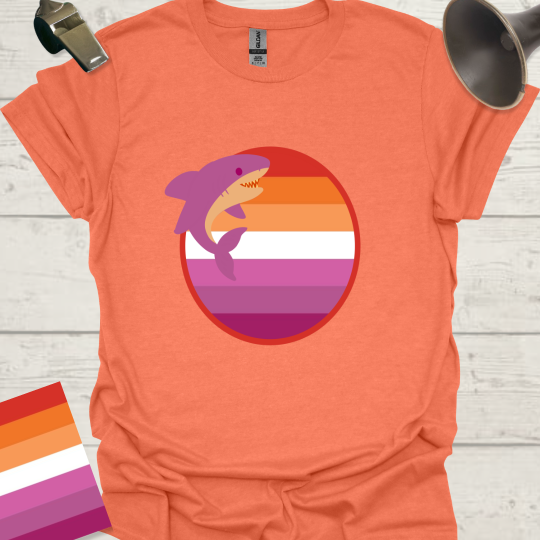 Lesbian Pride Flag Sphere Shark T-Shirt