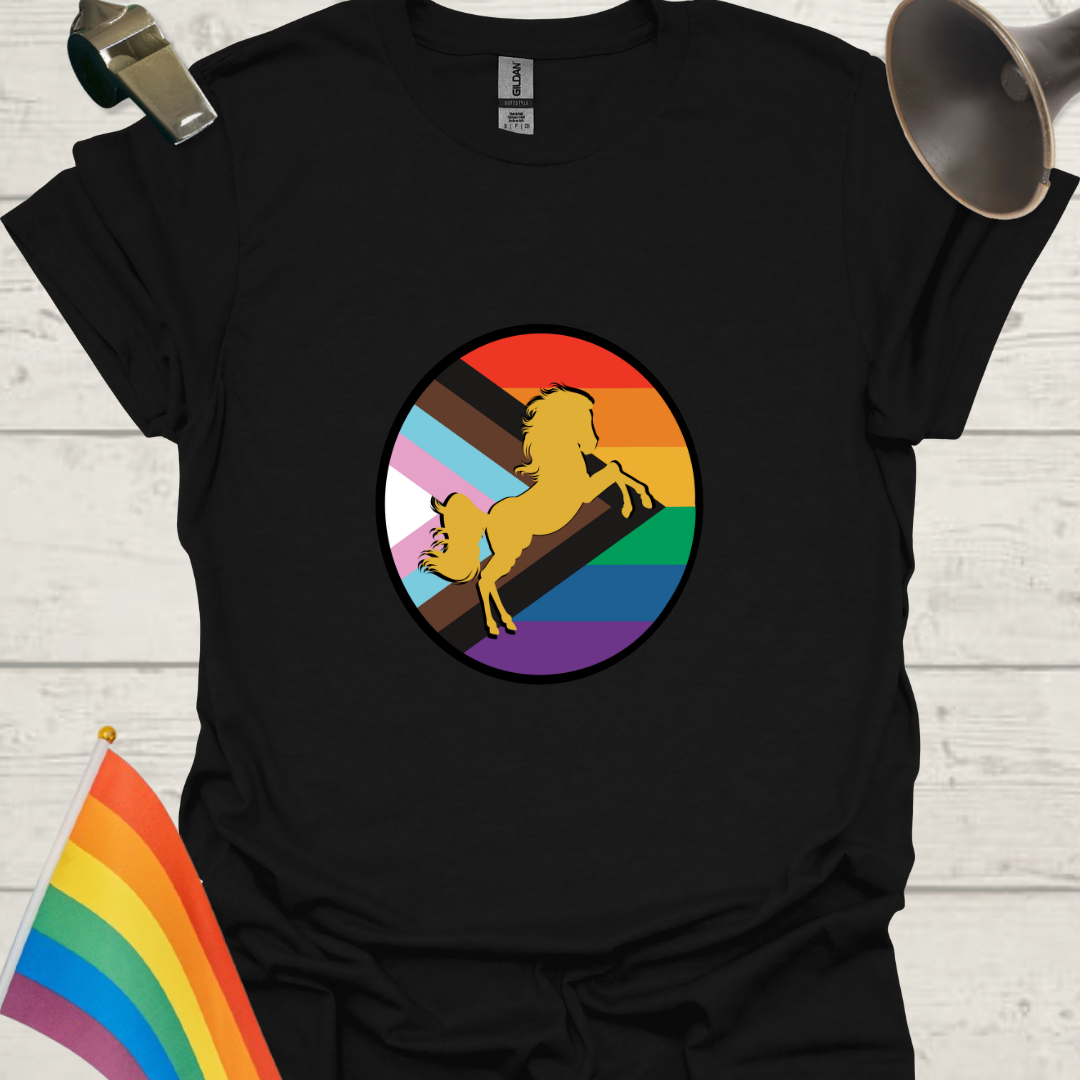 LGBTQ Pride Horse Progress Flag Colors Sphere T-Shirt