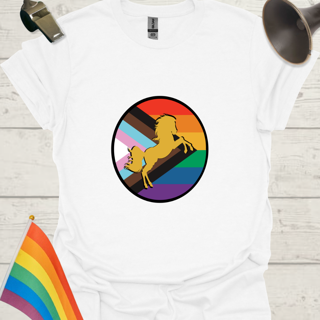 LGBTQ Pride Horse Progress Flag Colors Sphere T-Shirt