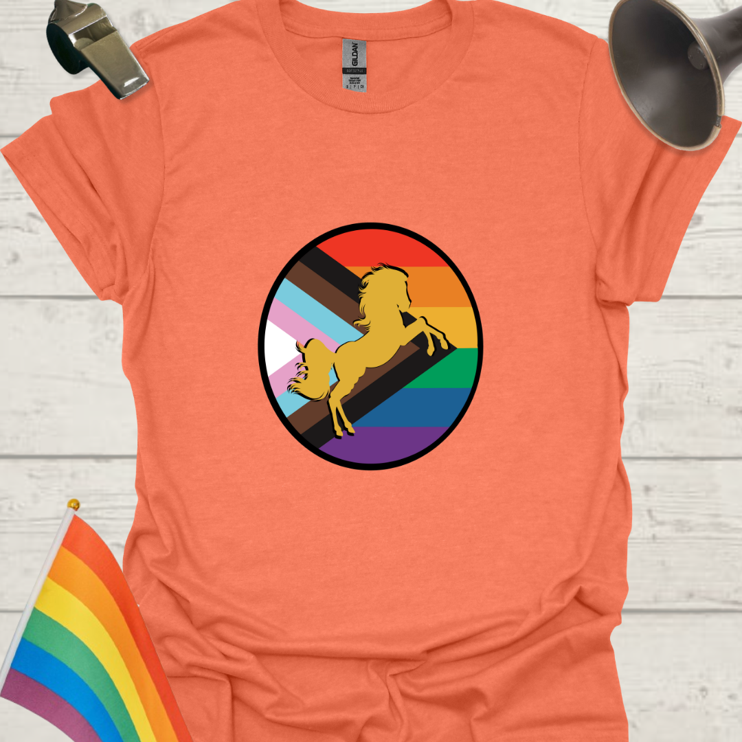 LGBTQ Pride Horse Progress Flag Colors Sphere T-Shirt