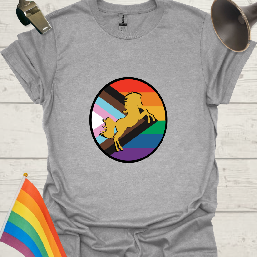 LGBTQ Pride Horse Progress Flag Colors Sphere T-Shirt