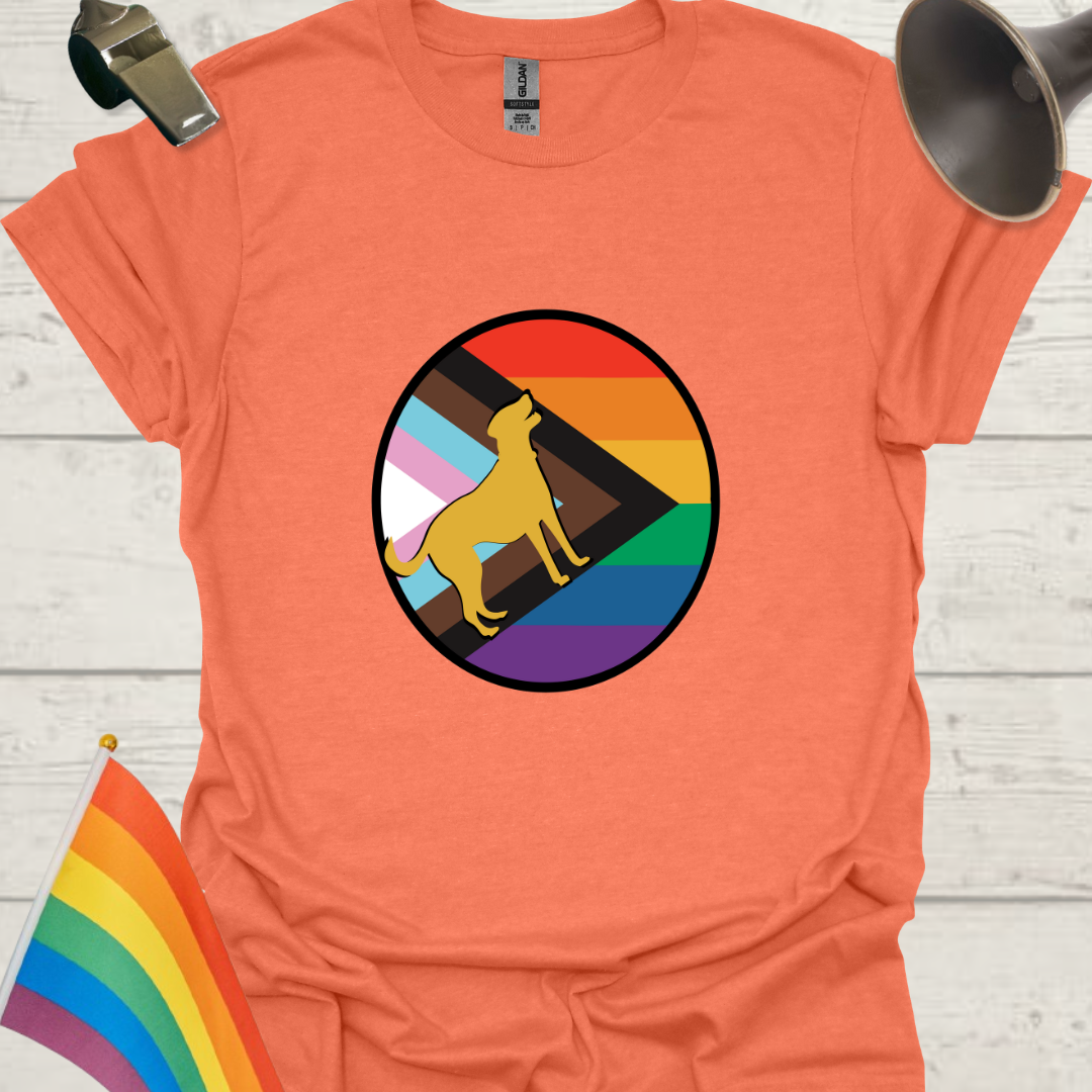 LGBTQ Pride Cute Dog Progress Flag Colors Sphere T-Shirt