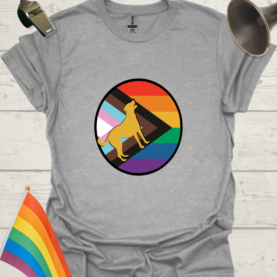 LGBTQ Pride Cute Dog Progress Flag Colors Sphere T-Shirt