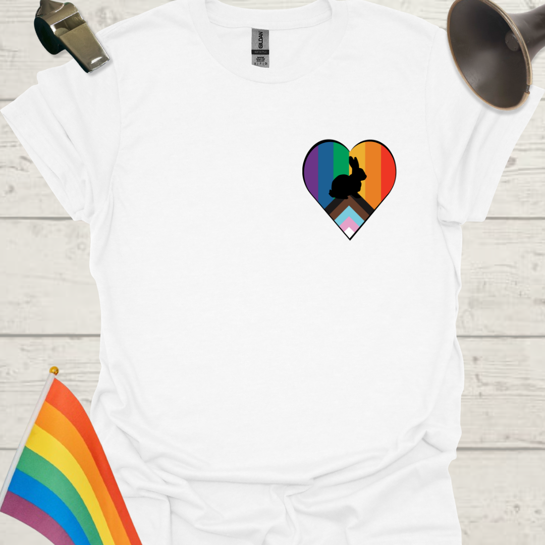 LGBTQ Pride Progress Flag heart, Rabbit T-Shirt