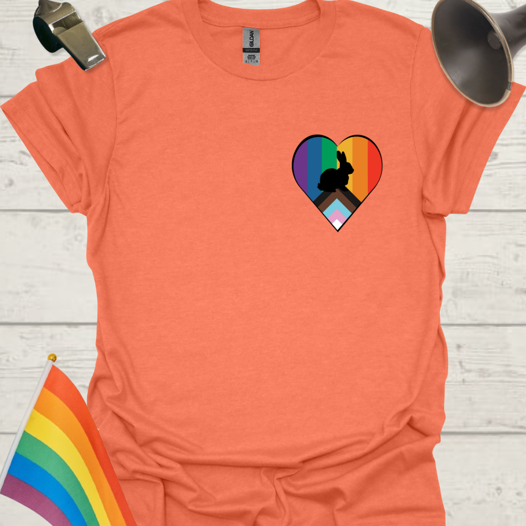 LGBTQ Pride Progress Flag heart, Rabbit T-Shirt