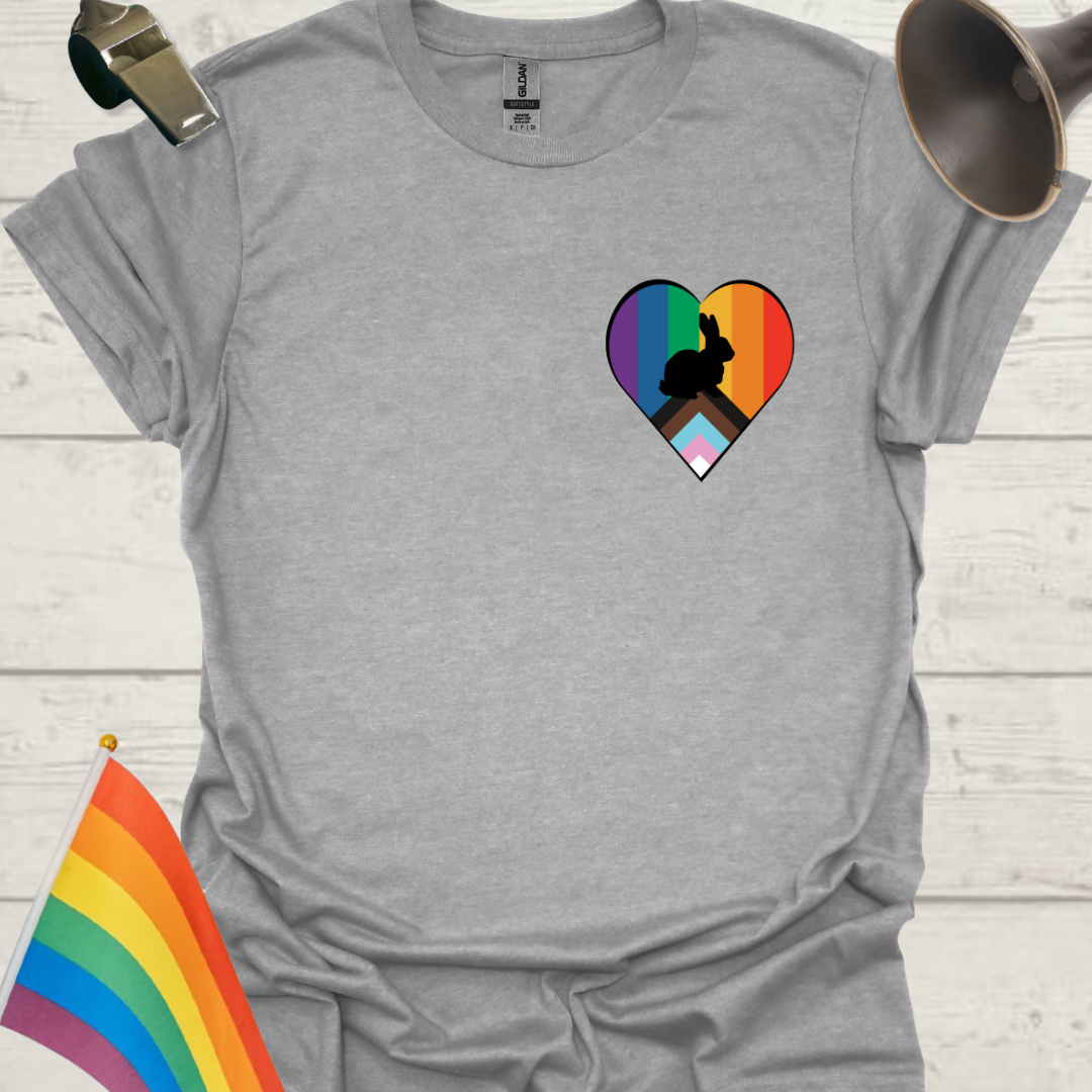 LGBTQ Pride Progress Flag heart, Rabbit T-Shirt