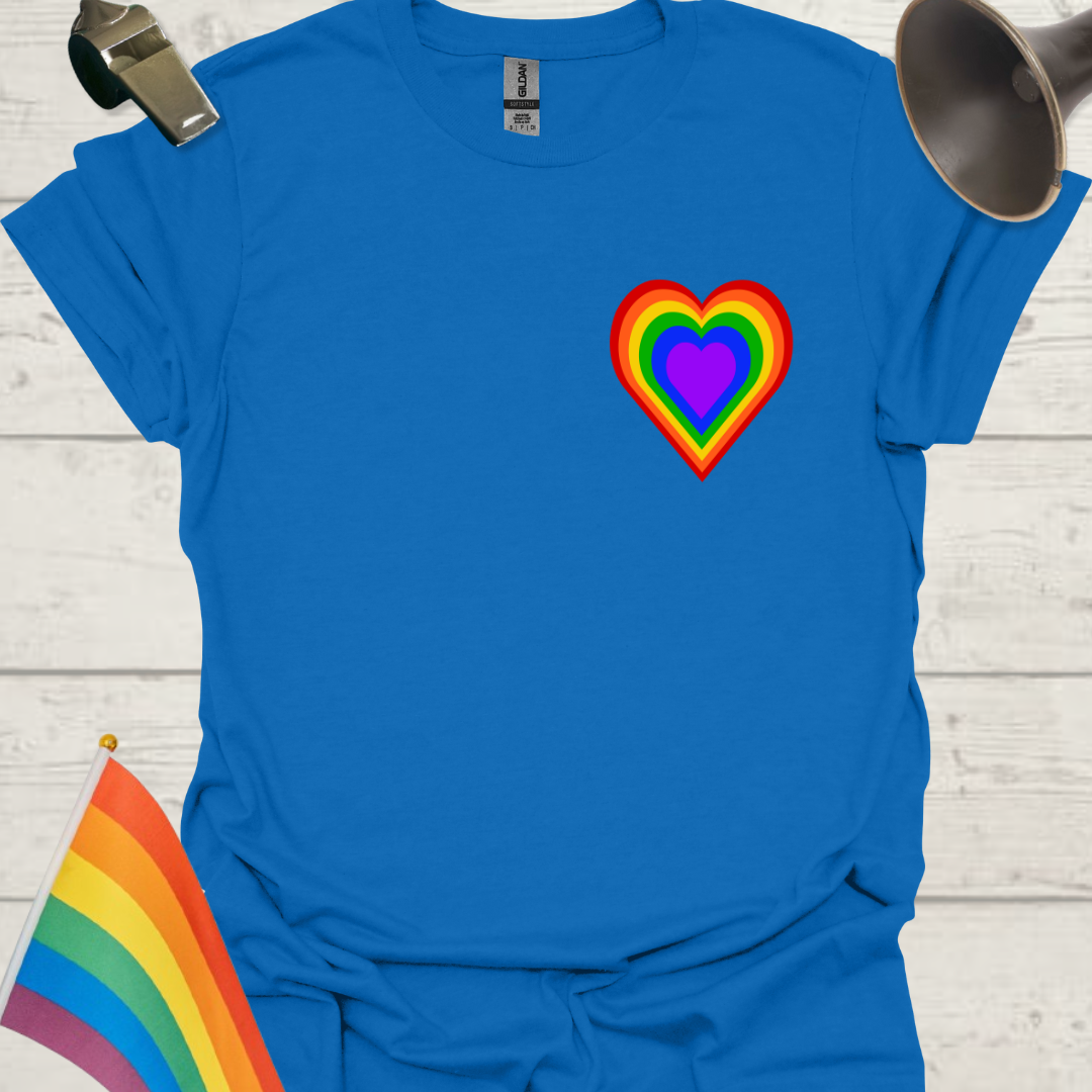 Unisex Pride T-Shirt - LGBTQ Rainbow Colors Heart Design