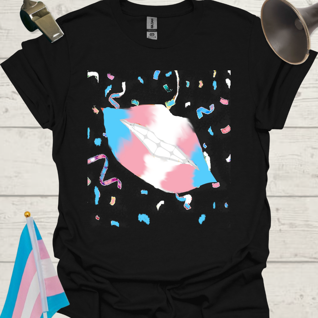 LGBTQ Transgender Pride Flag Lips, Sparks T-Shirt