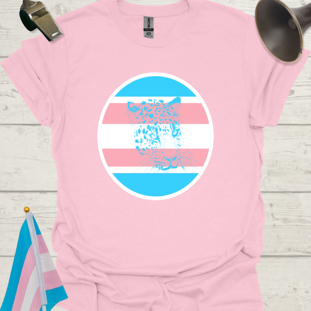 Transgender Pride Colors Sphere, Cute Leopard T-Shirt