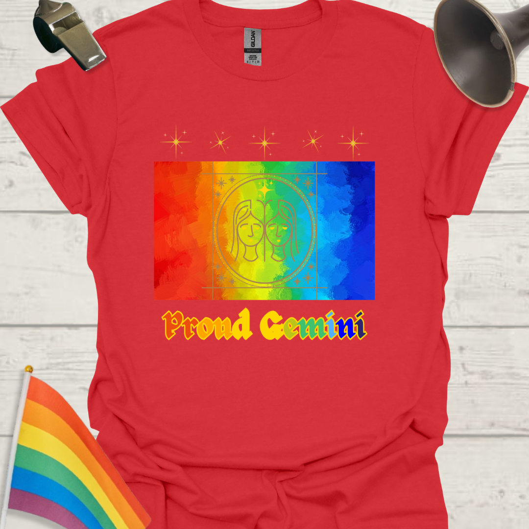 LGBT Rainbow Proud Gemini Zodiac Sign T-Shirt