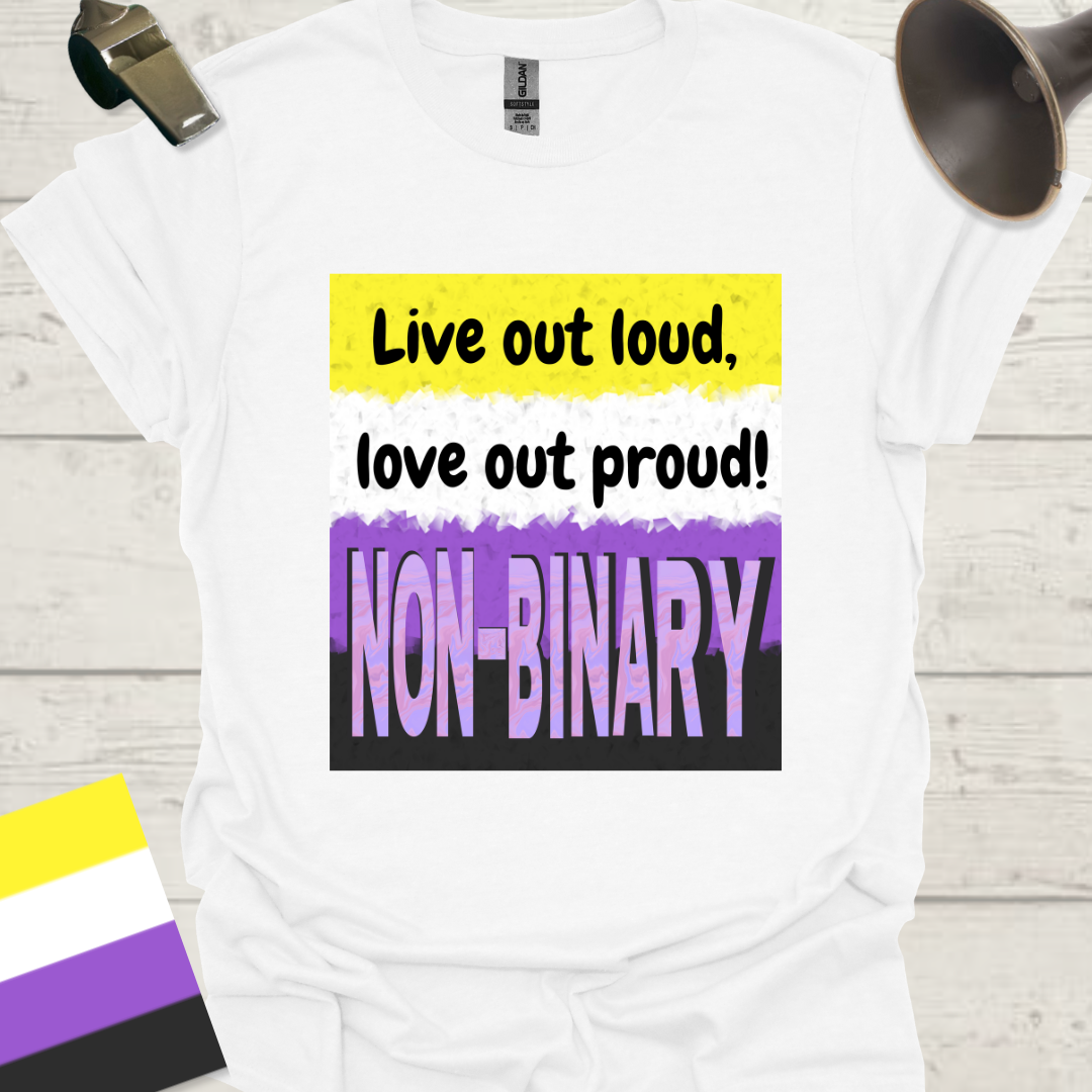 Unisex T-Shirt Live out proud, love out loud! Non-Binary Cubism Flag Design