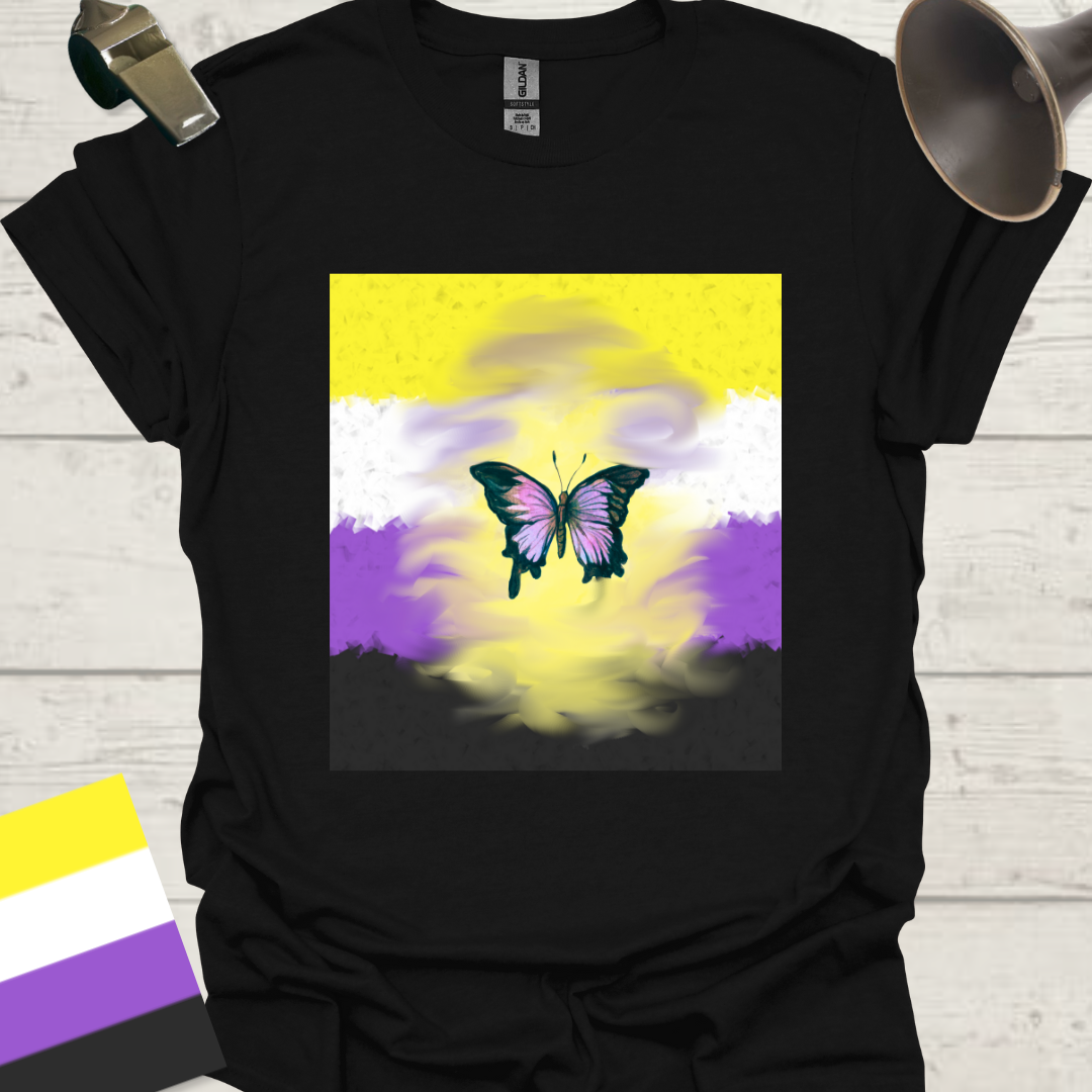 Unisex T-Shirt Butterfly Cloud Non-Binary Cubism Flag Design