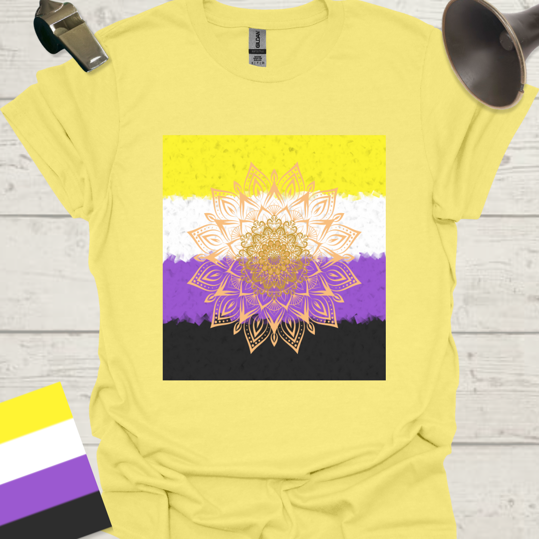 Unisex T-Shirt Mandala Flower Non-Binary Cubism Flag Design