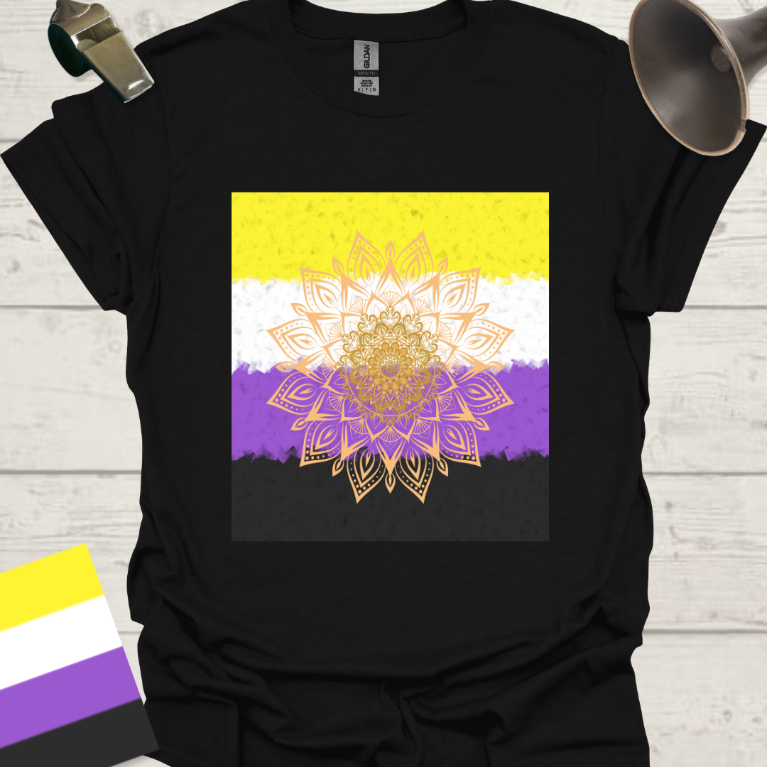Unisex T-Shirt Mandala Flower Non-Binary Cubism Flag Design