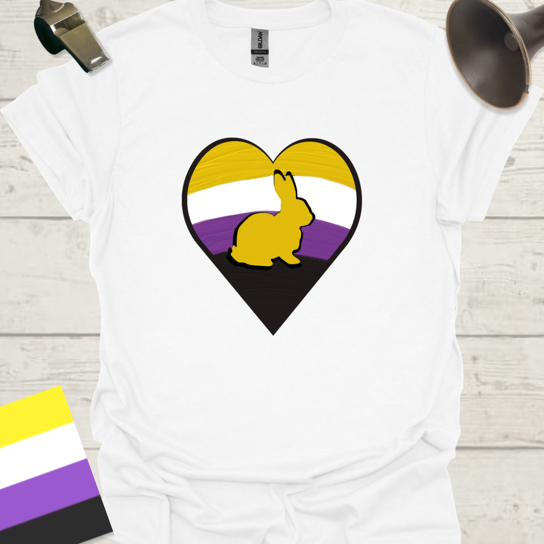 Nonbinary Pride T-Shirt Heart Rabbit Design