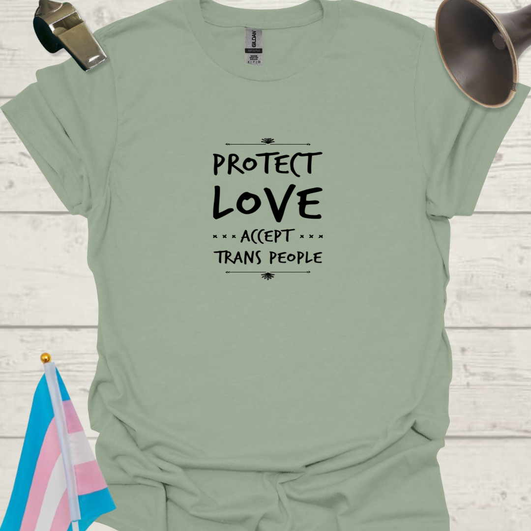 Unisex T-Shirt Protect, Love, Accept Trans People LGBT Design - black