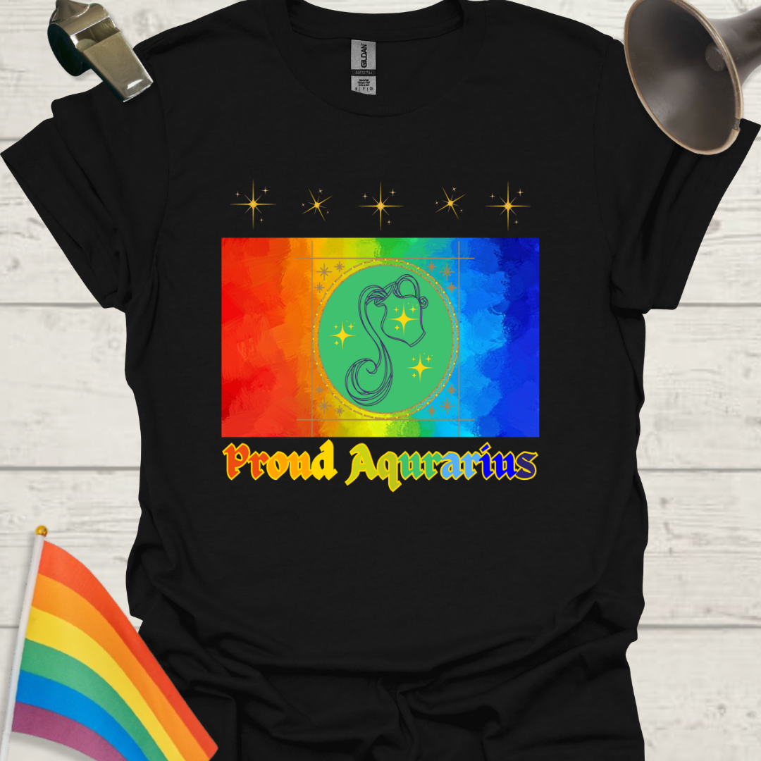 LGBT Rainbow Proud Aquarius Zodiac Sign T-Shirt