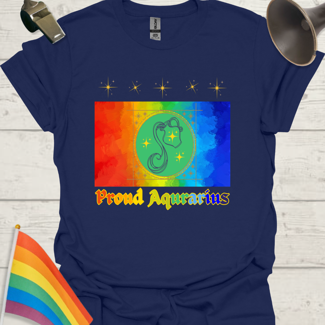 LGBT Rainbow Proud Aquarius Zodiac Sign T-Shirt