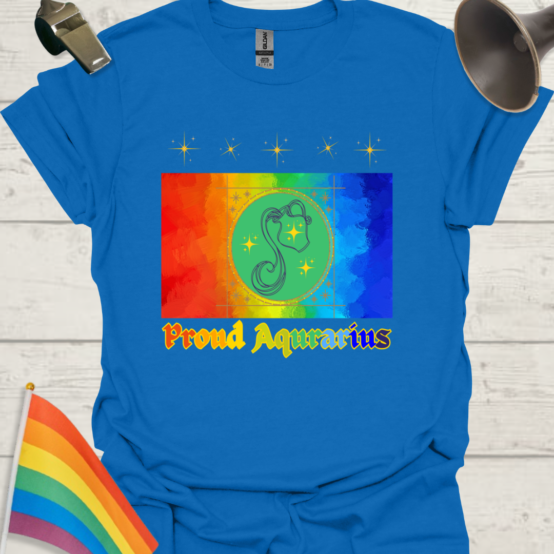 LGBT Rainbow Proud Aquarius Zodiac Sign T-Shirt