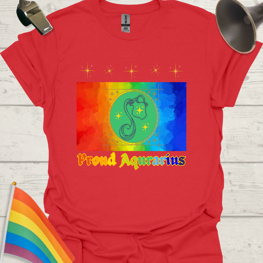 LGBT Rainbow Proud Aquarius Zodiac Sign T-Shirt