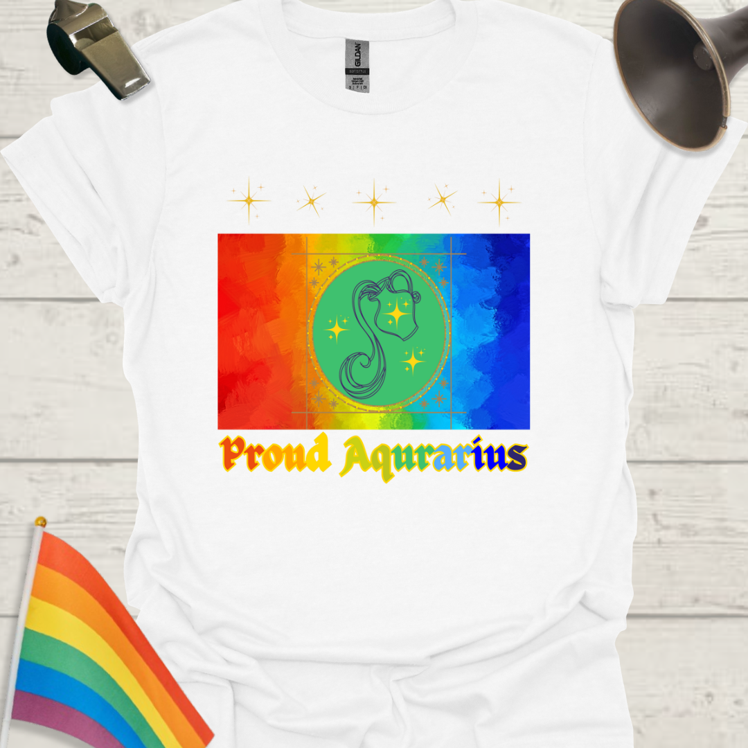 LGBT Rainbow Proud Aquarius Zodiac Sign T-Shirt